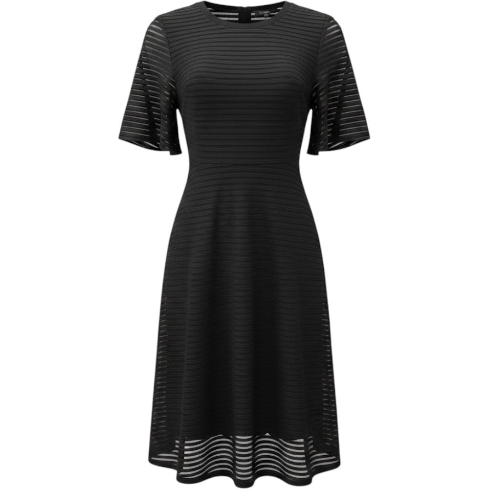 & Other Stories Dress Womens 8 Dark Plum NWT Mesh Stripe Fit‎ Flare Mini